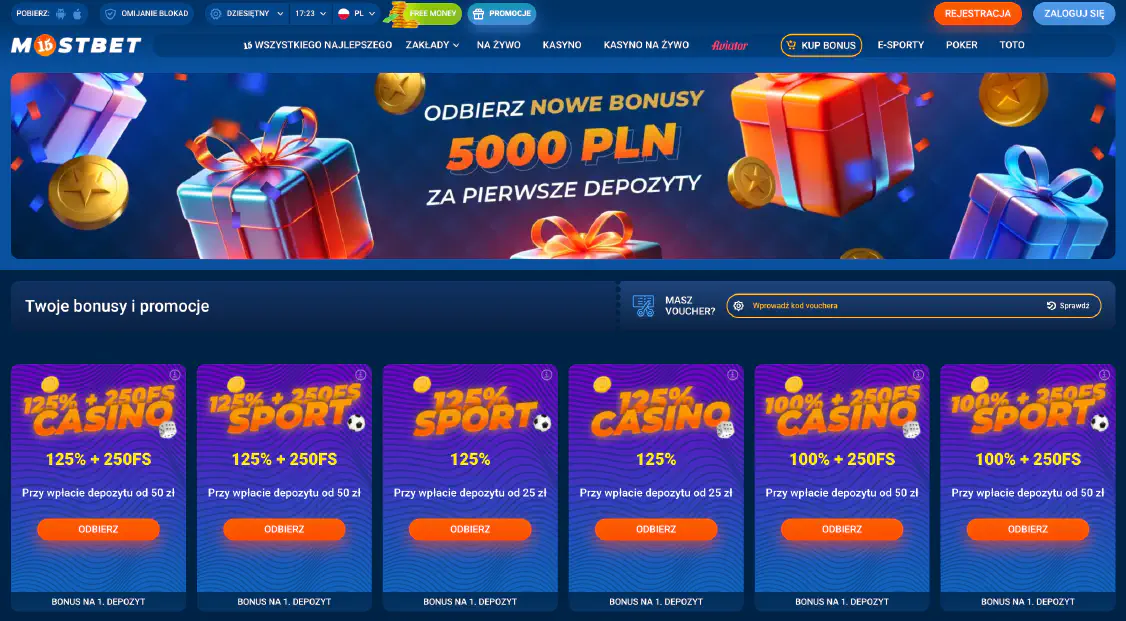 Przegląd promocji i bonusów w Mostbet