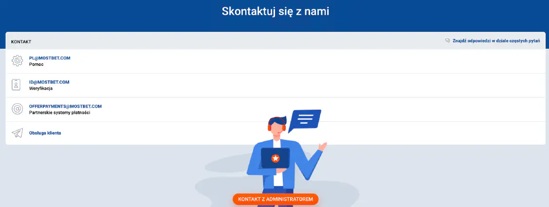 Opcje obsługi klienta Mostbet